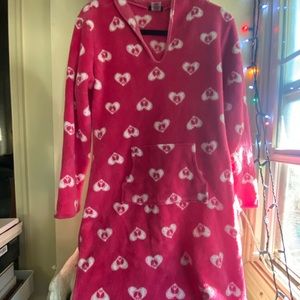 joe boxer y2k pink and white peace sign heart pocket throw robe dress